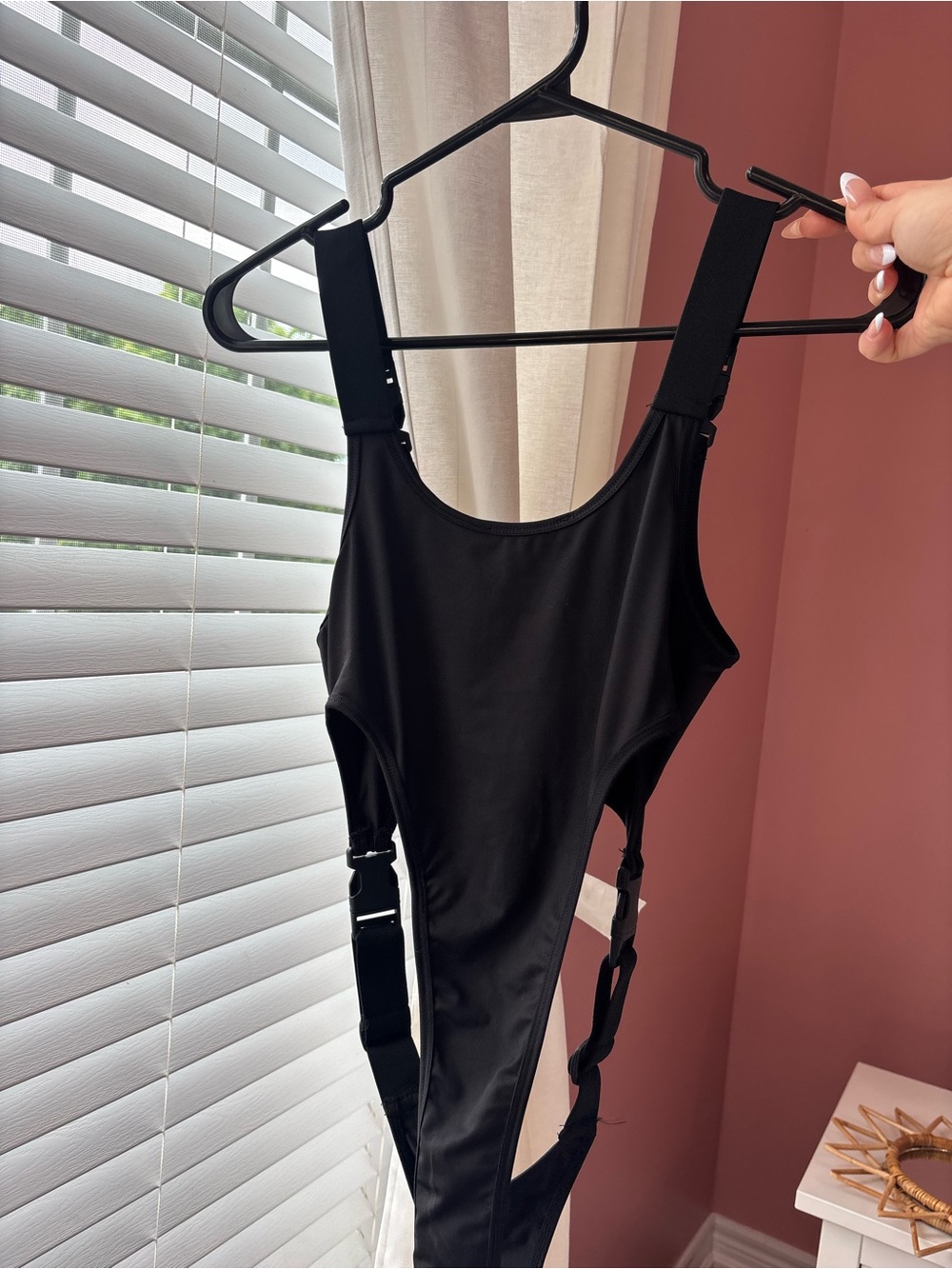 Black Buckle-Back One-Piece bodysuit - Picture 2 of 3
